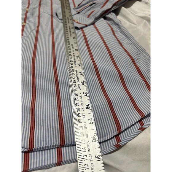 Vintage Lacoste Shirt Mens Size 42 Button Up Striped Made In Hong Kong Y2k Top - Picture 7 of 7